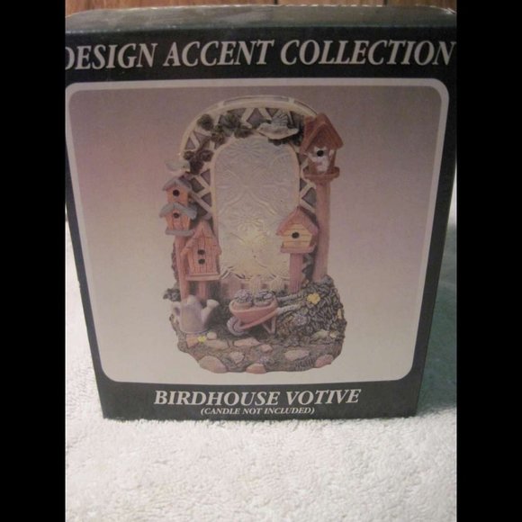 Birdhouse Votive Candle Holder Design Accent Collection Beautiful Detailed Glass - Picture 2 of 6